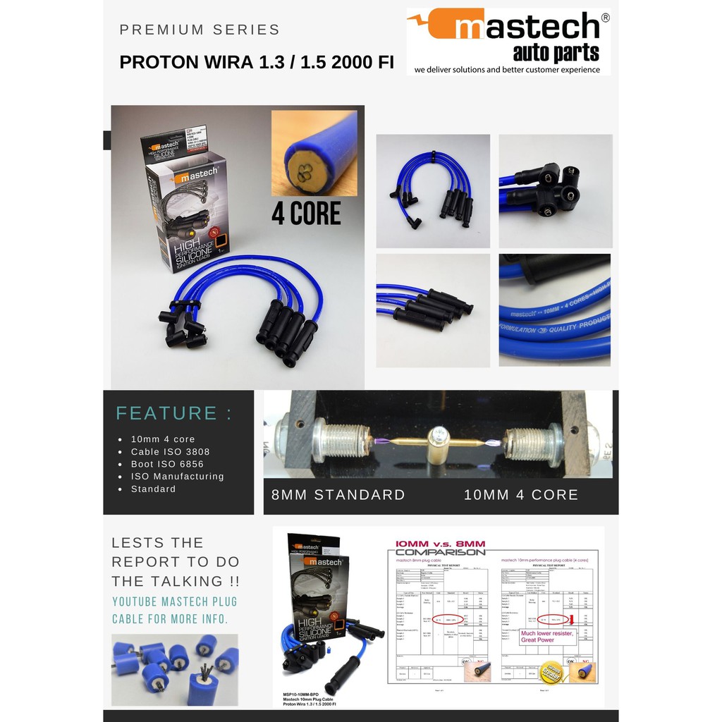 Mastech 10mm 4 Core Performance Plug Cable Wira 1.3 / 1.5 VDO (MSP10