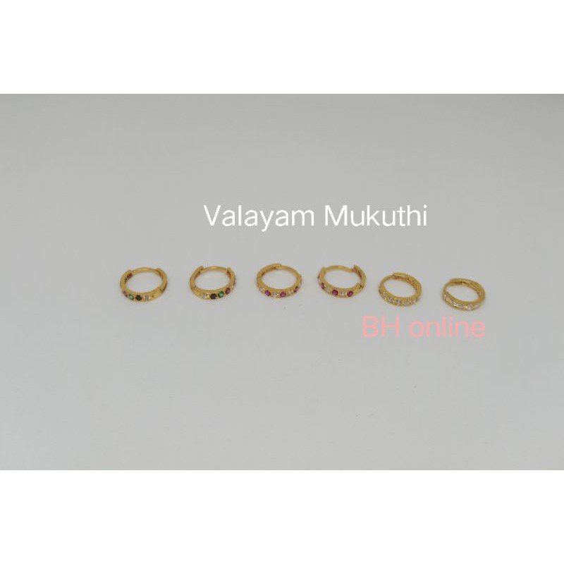 Gold Nose Ring Gold Valayam Mukuthi with coloured stone 1 piece Shopee Malaysia