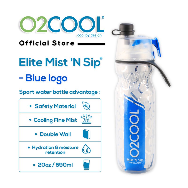 O2cool Elite Mist 'n Sip Water Bottle Blue