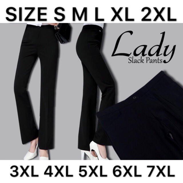 (S-7XL)WOMEN LONG PLUS SIZE BLACK ELASTIC SLACK/LADIES TROUSERS/OFFICE ...