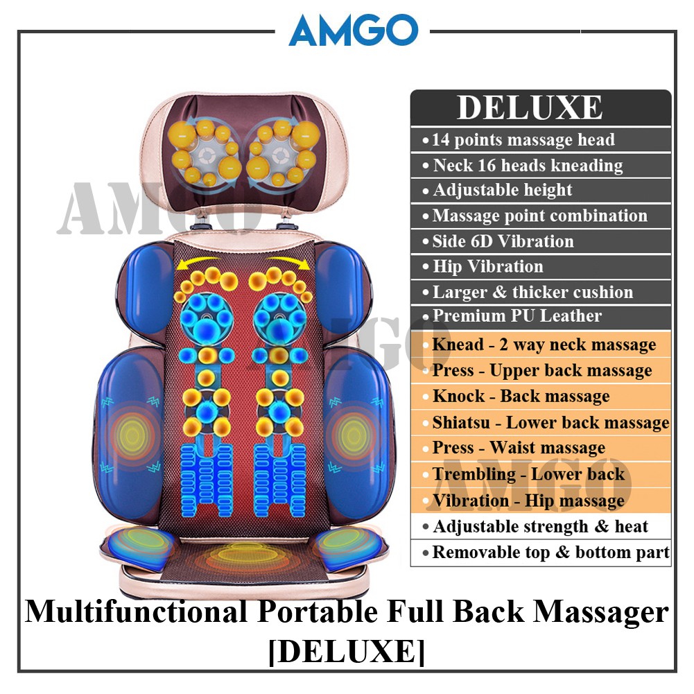 AMGO [DELUXE] Portable Massage Cushion Chair Adjustable Air Compress