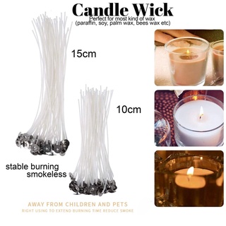 Candle Wicks for Candle Making Candle DIY Candle Wick Stickers Low Smoke 6  Pre-waxed Wicks Bulk Natural Cotton Core Centering Base Included 