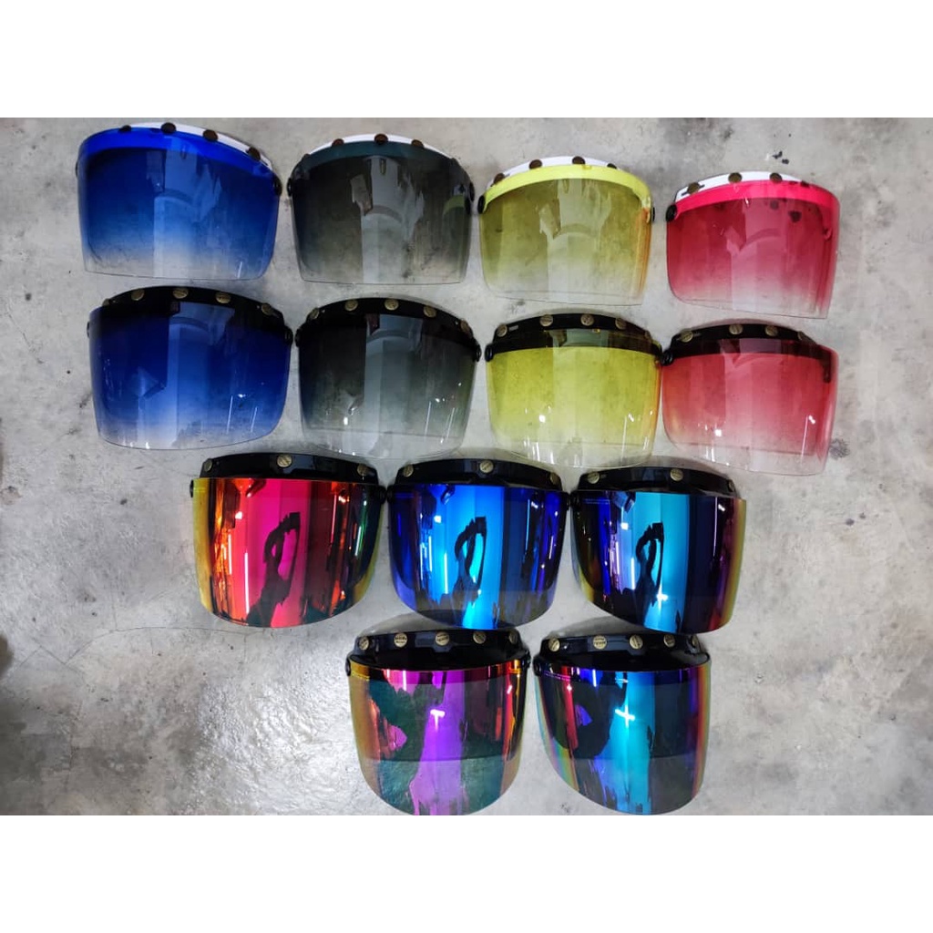 MHR ORIGINAL 2 Tone 5 Button Visor Black / Blue / Pink / Yellow MS88 ...