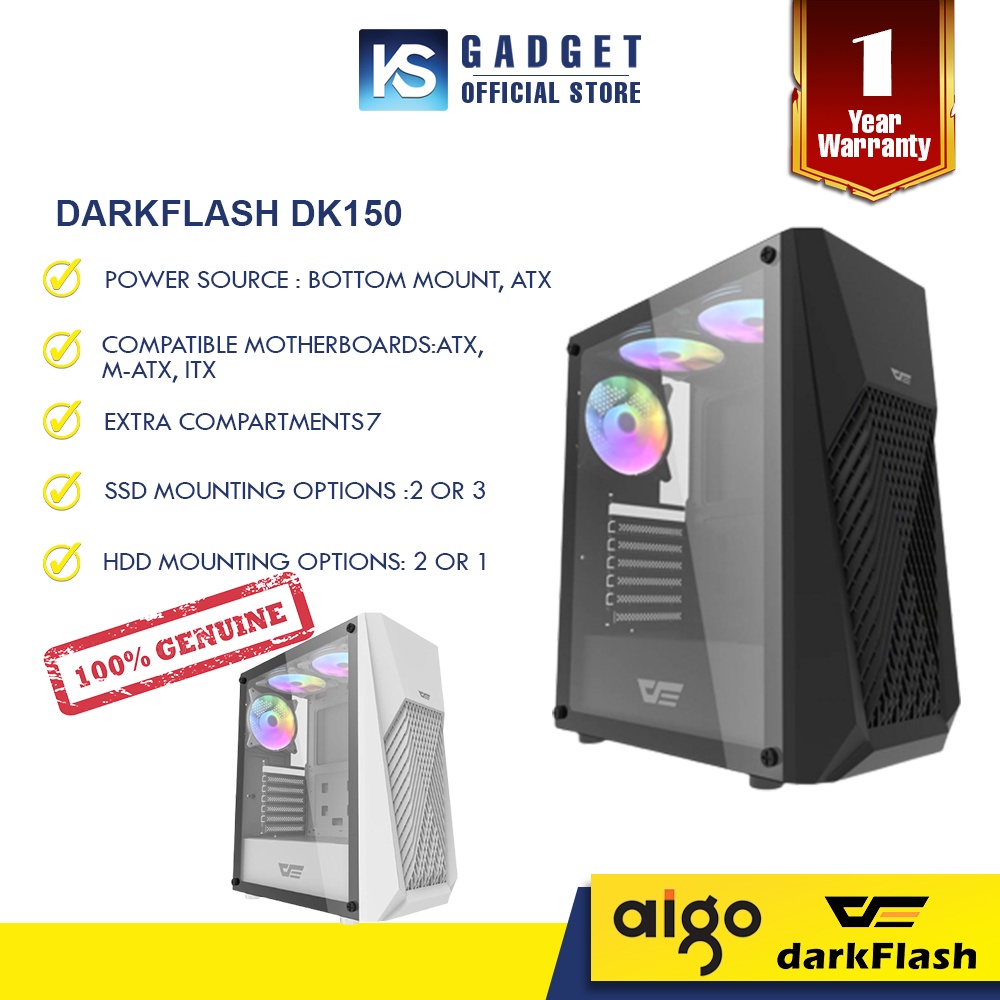 Aigo Darkflash DK150 Computer case ATX Chassis (Black/White) / Full