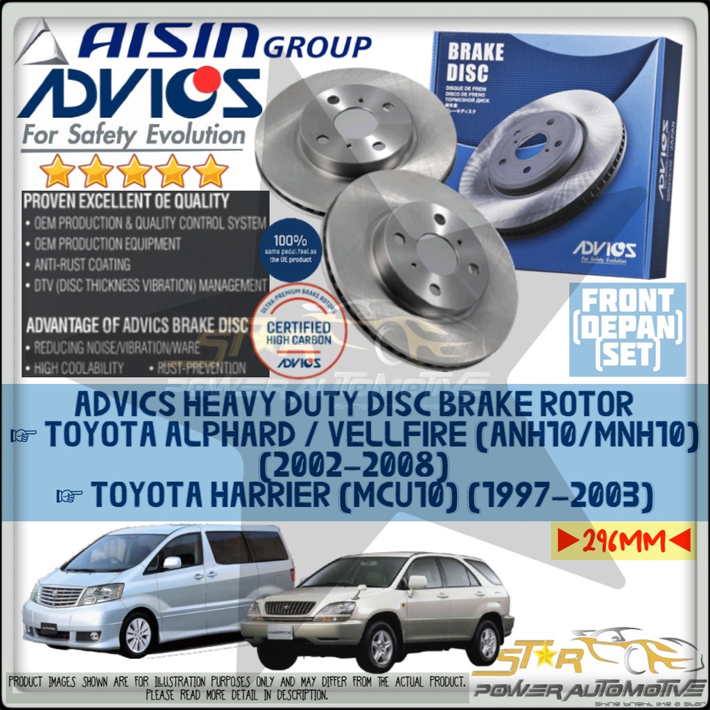 AISIN ADVICS Heavy Duty Toyota Alphard / Vellfire ANH10 MNH10 / Harrier ...