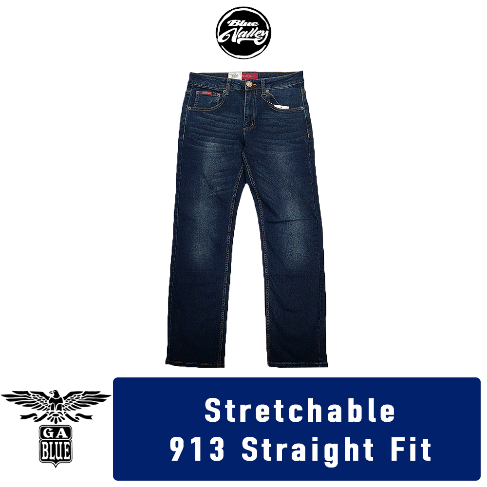 GA Blue Men's Straight Fit Stretchable Jeans Normal Rise 99131906 ...