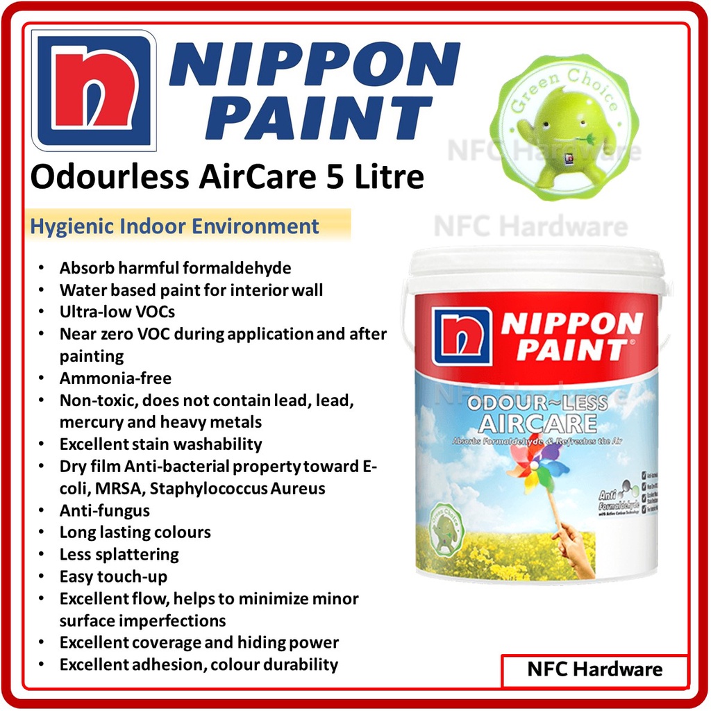 NIPPON PAINT Odourless AirCare 5 Litre (Cat Air untuk Dinding Dalaman