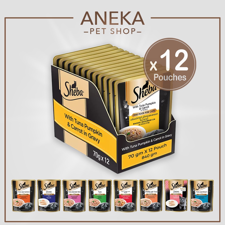 Sheba Premium Wet Cat Food 70g x 12 Cat Pouch / Wet Cat Pouch / Makanan ...
