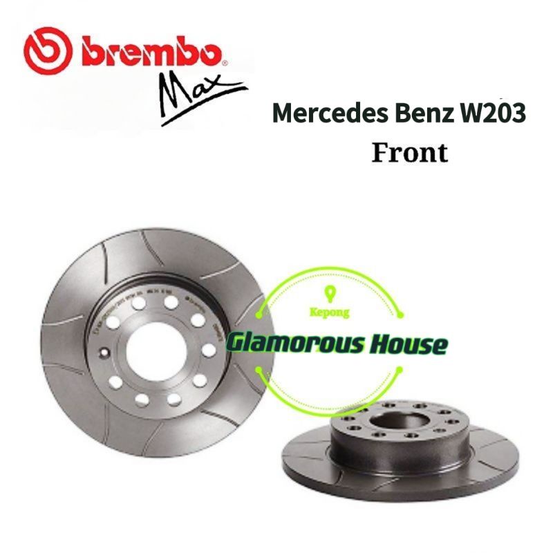 BREMBO MAX Mercedes Benz W203 Front Sport Slotted Brake Disc Rotor ...