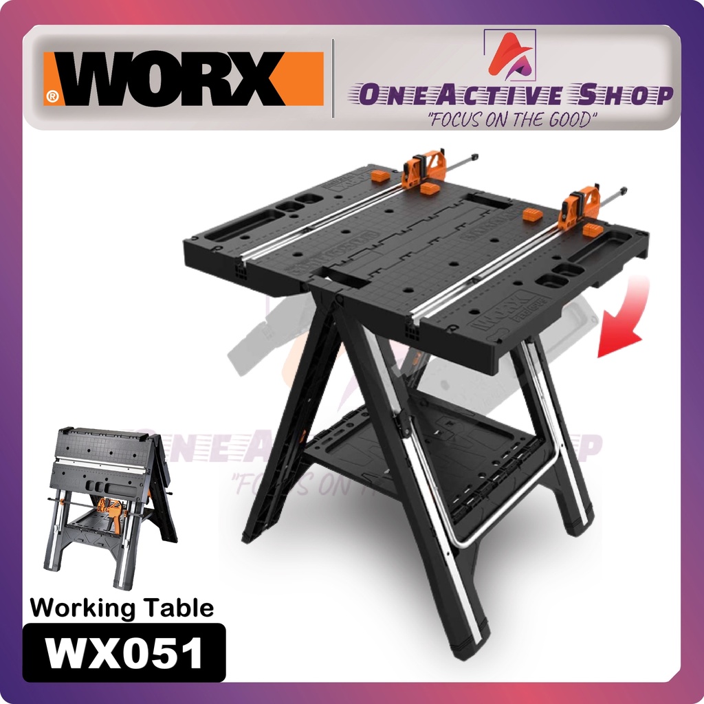 WORX WX051 Pegasus Folding Work Table & Sawhorse with Quick Clamps