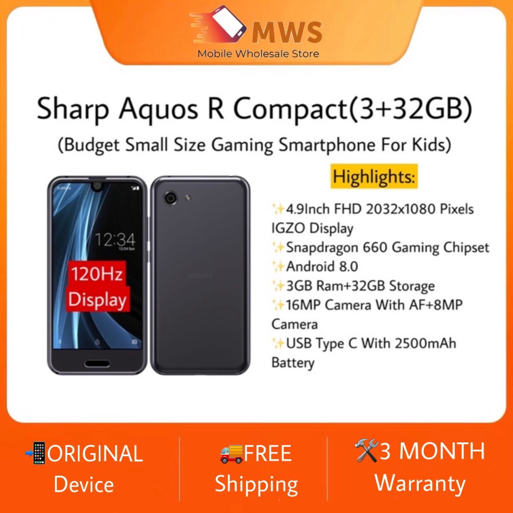 😍Sharp Aquos R Compact 3+32GB 4.9Inch FHD 120Hz Refresh Rate Display Snapdragon  660 Gaming Smartphone Telefon Murah | Shopee Malaysia