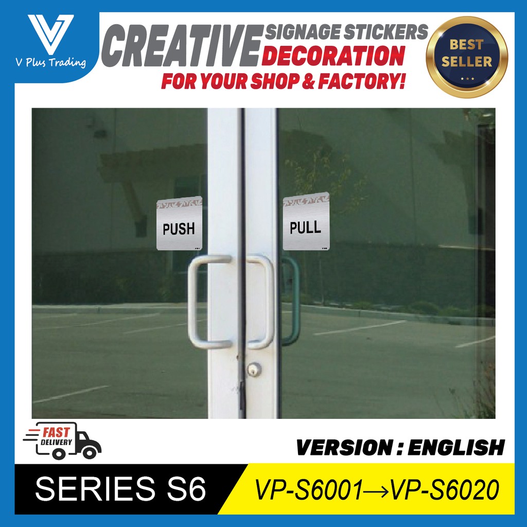 Push & Pull Signage Sticker (Silver Brushed) Version: English (VP-S6 ...