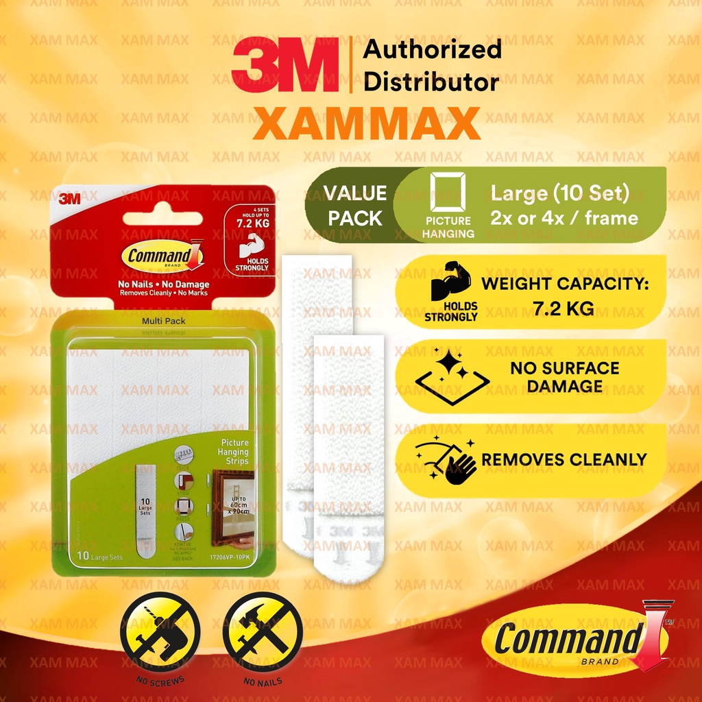 3M Command Picture Hanging Strip Large 17206BLK