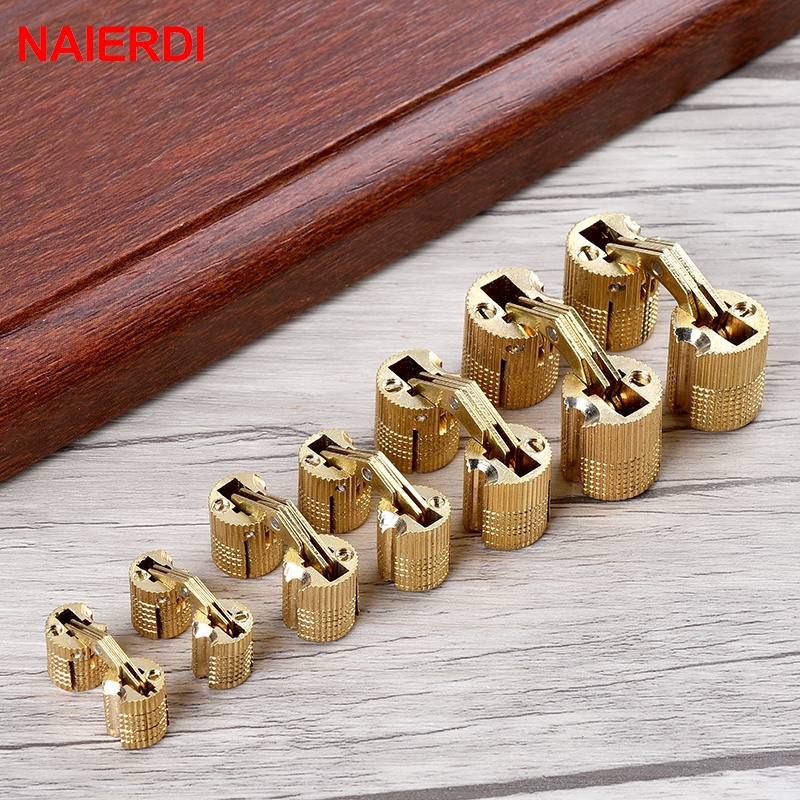 NAIERDI 4 Pieces 8-18mm Copper Brass Furniture Hinges Cylindrical ...