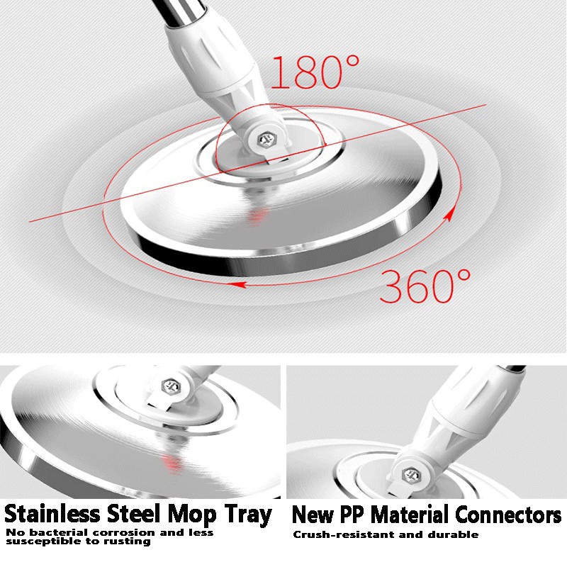10L Magic Spin Mop Set - 360° Rotating Bucket With Microfiber Mop Heads & Steel Wringer (UK) 13 thumbnail image