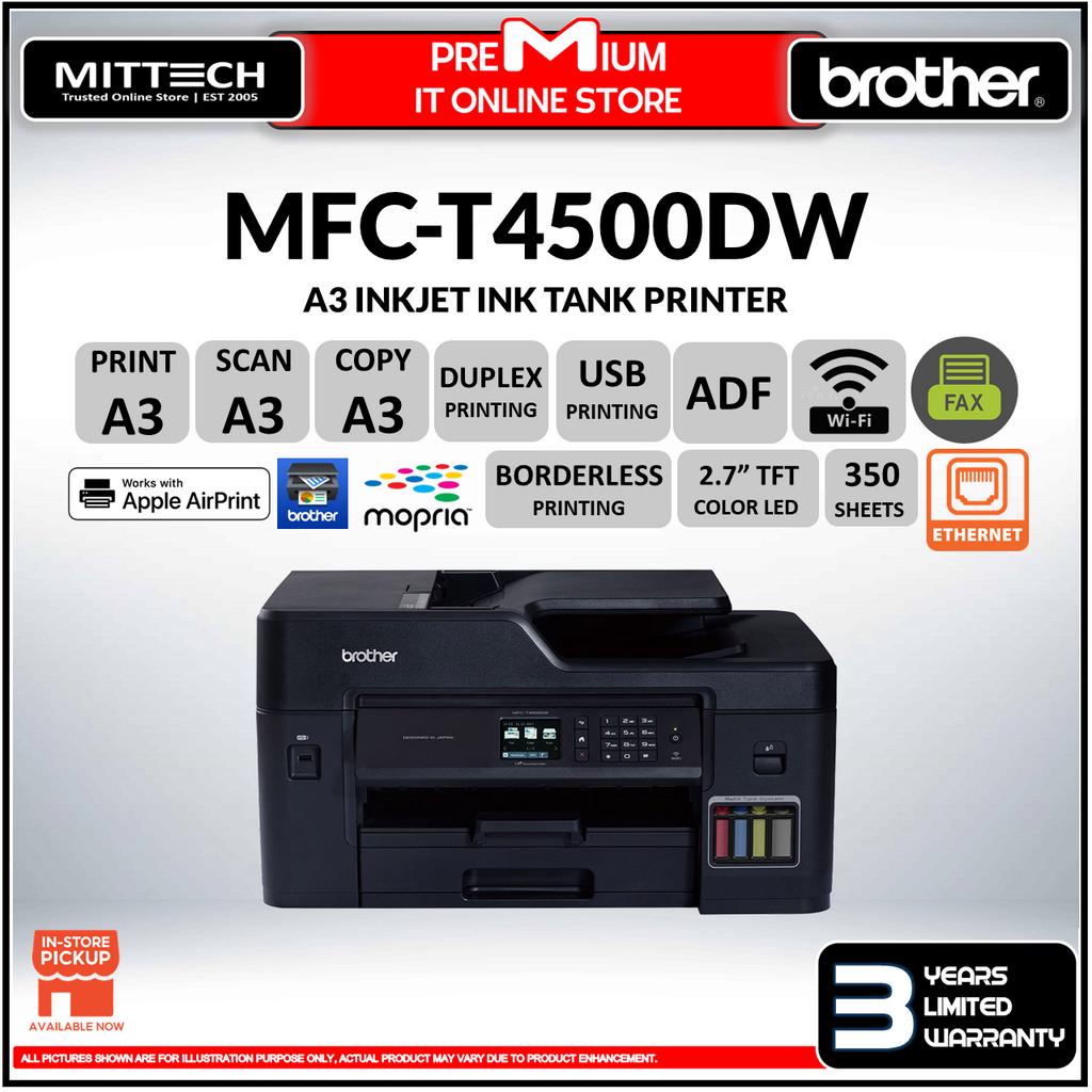 Brother MFC-T4500DW A3 A4 All in One Wireless Colour Ink Tank Inkjet ...