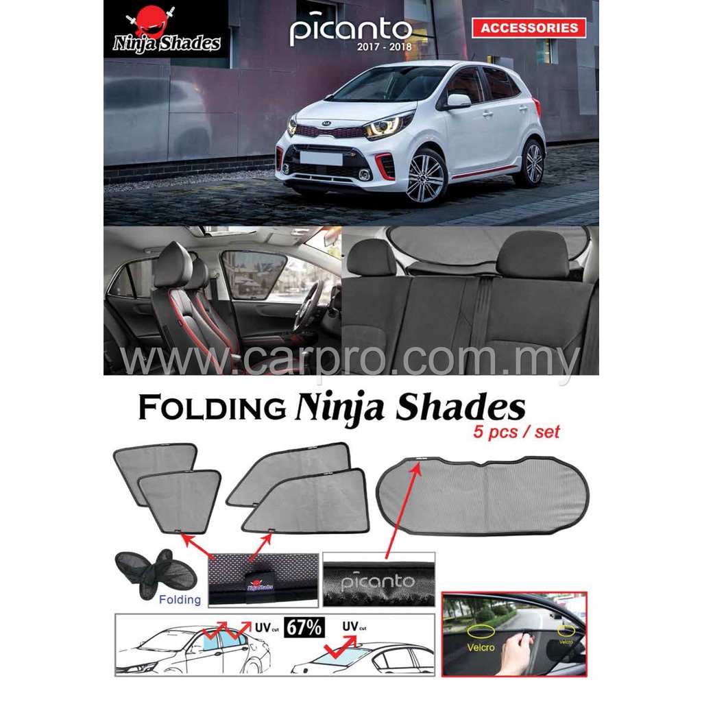 KIA Picanto 2017 2018 Ninja Shades Sunshade (5pcs) Ninja Sun