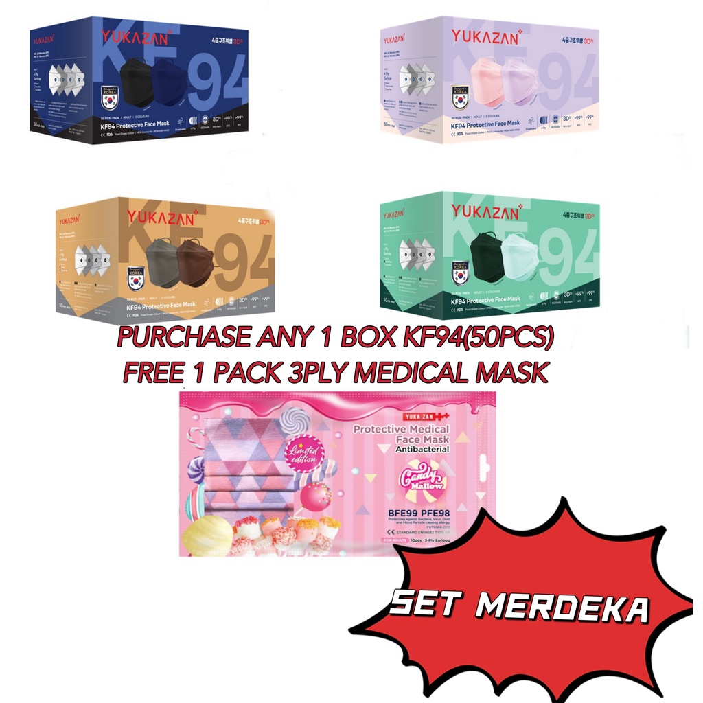 (SET MERDEKA) YUKA ZAN KF94 MASK 50PCS | Shopee Malaysia