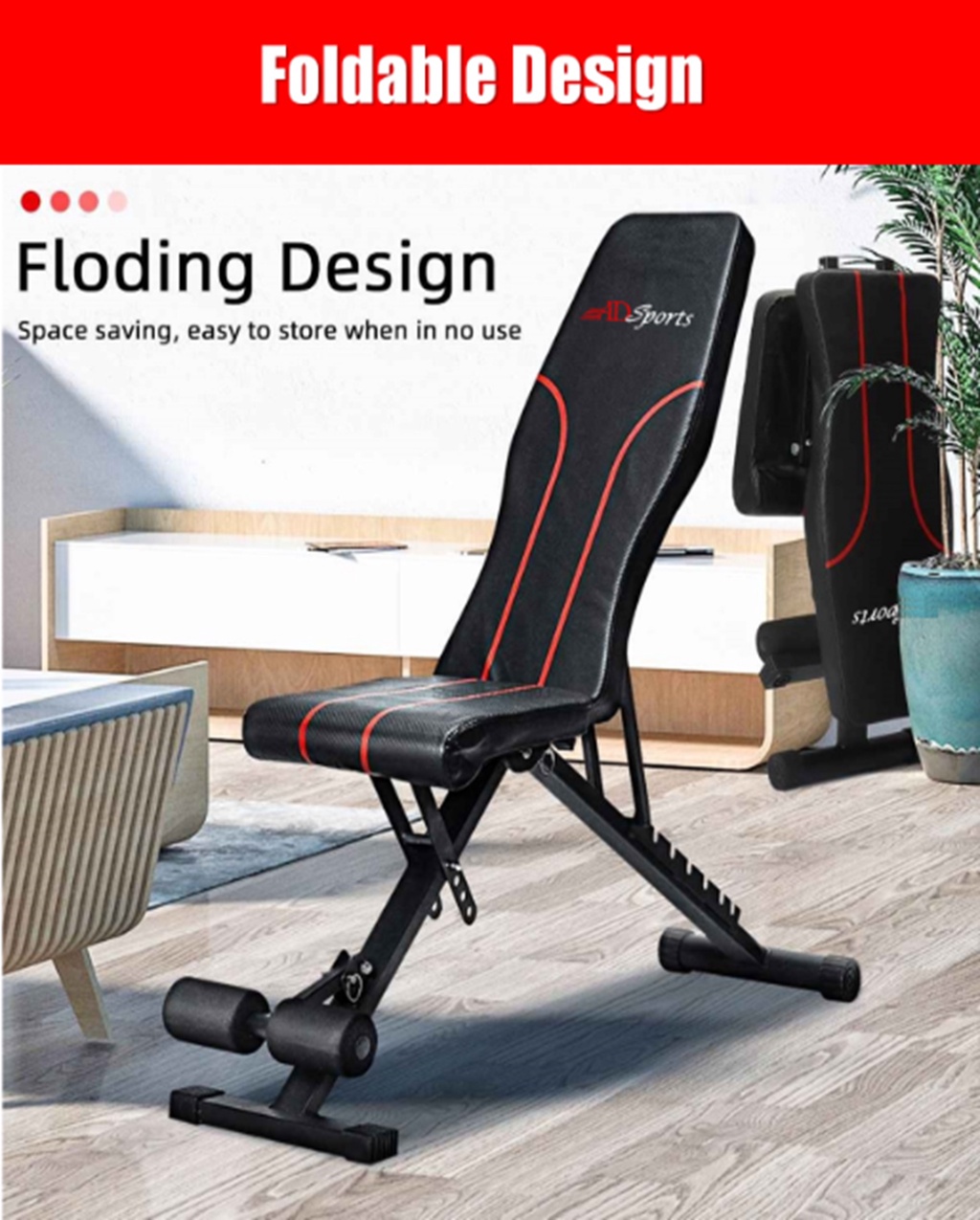Gym Fitness Chair Adjustable Press Bench Sit Up Dumbbell Stool ...