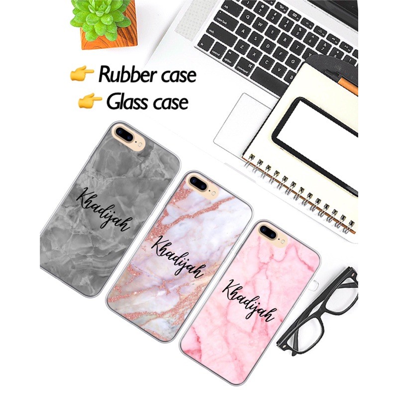Marble iPhone 7 Case Custom Name iPhone 8 Plus Pink Marble 
