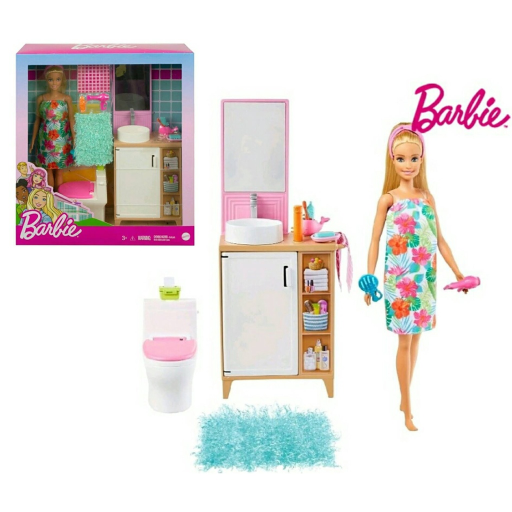 Barbie Doll & Bathroom Furniture Playset Shopee Malaysia