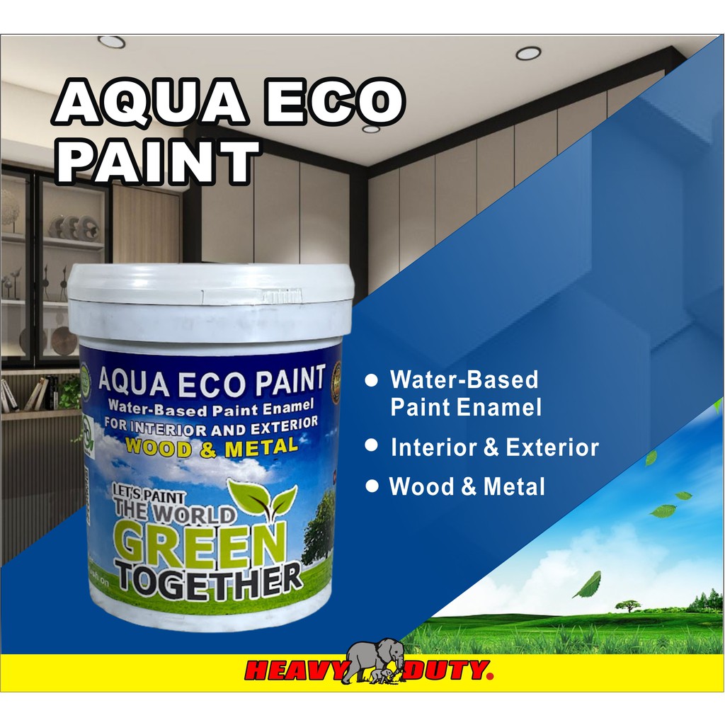 1L AQUA ECO PAINT / WATERBASED PAINT ENAMEL / WOOD & METAL / INTERIOR