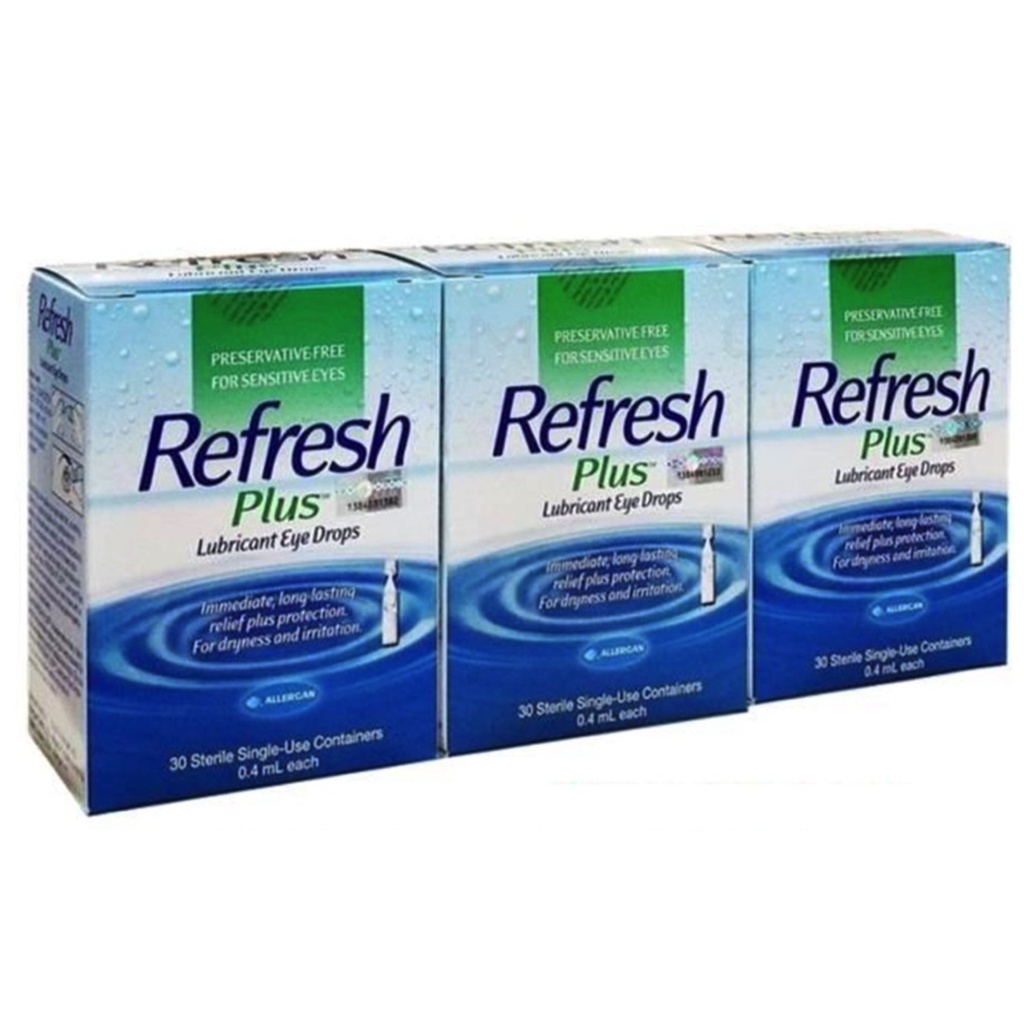 Allergan Refresh Plus Eye Drops 3 X 30 Vials X 04ml Preservative Free Eye Drops For Dry And 