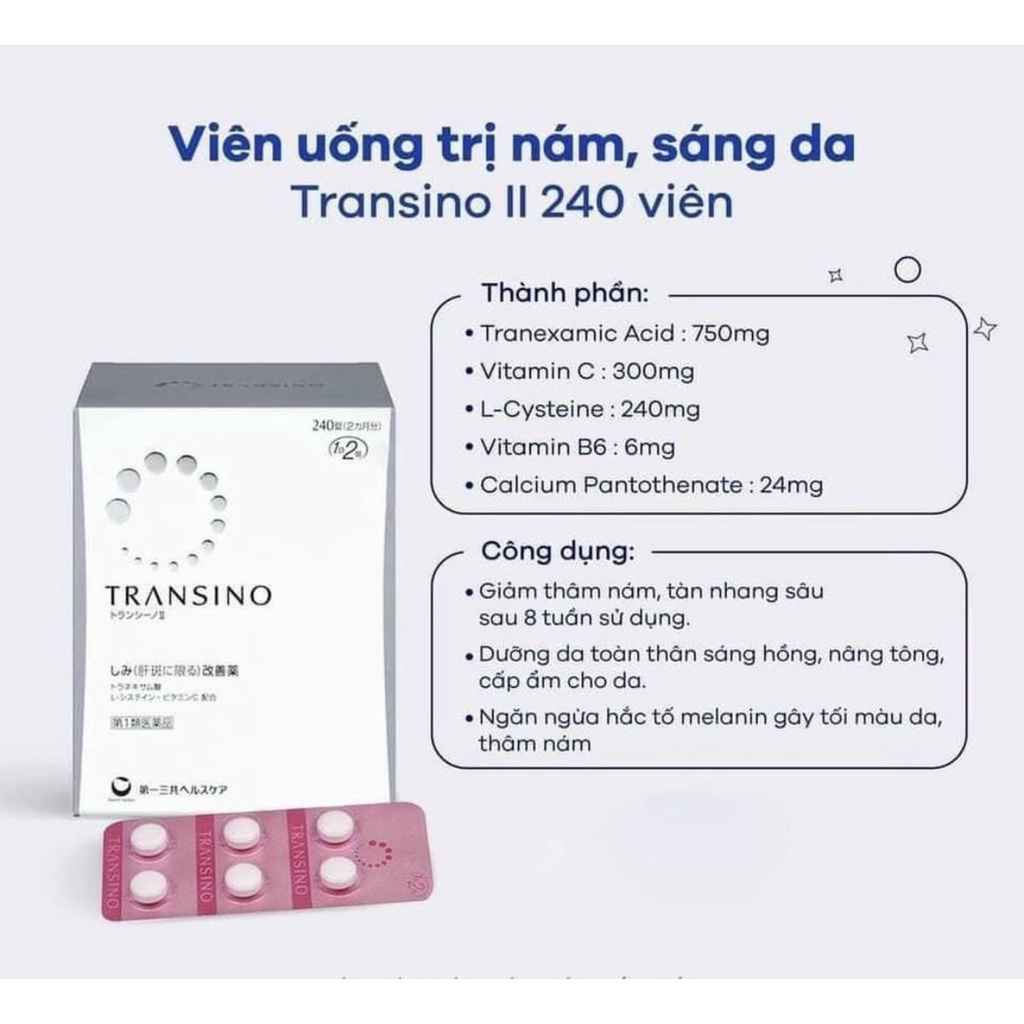 Transino Japanese Transino Whitening Oral Tablets 240 Genuine Tablets ...
