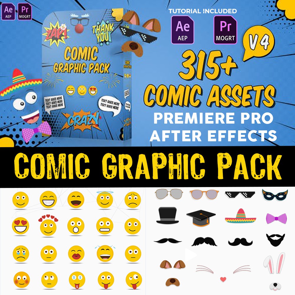Comic Titles - Speech Bubbles - Emoji - Stickers Graphic Pack ...