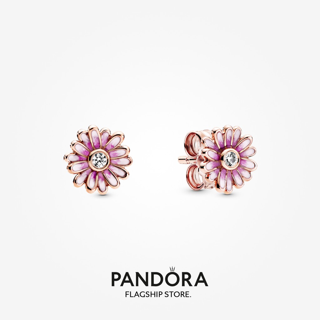 Pandora 14k Rose Gold-Plated Pink Daisy Flower Stud Earrings | Shopee ...