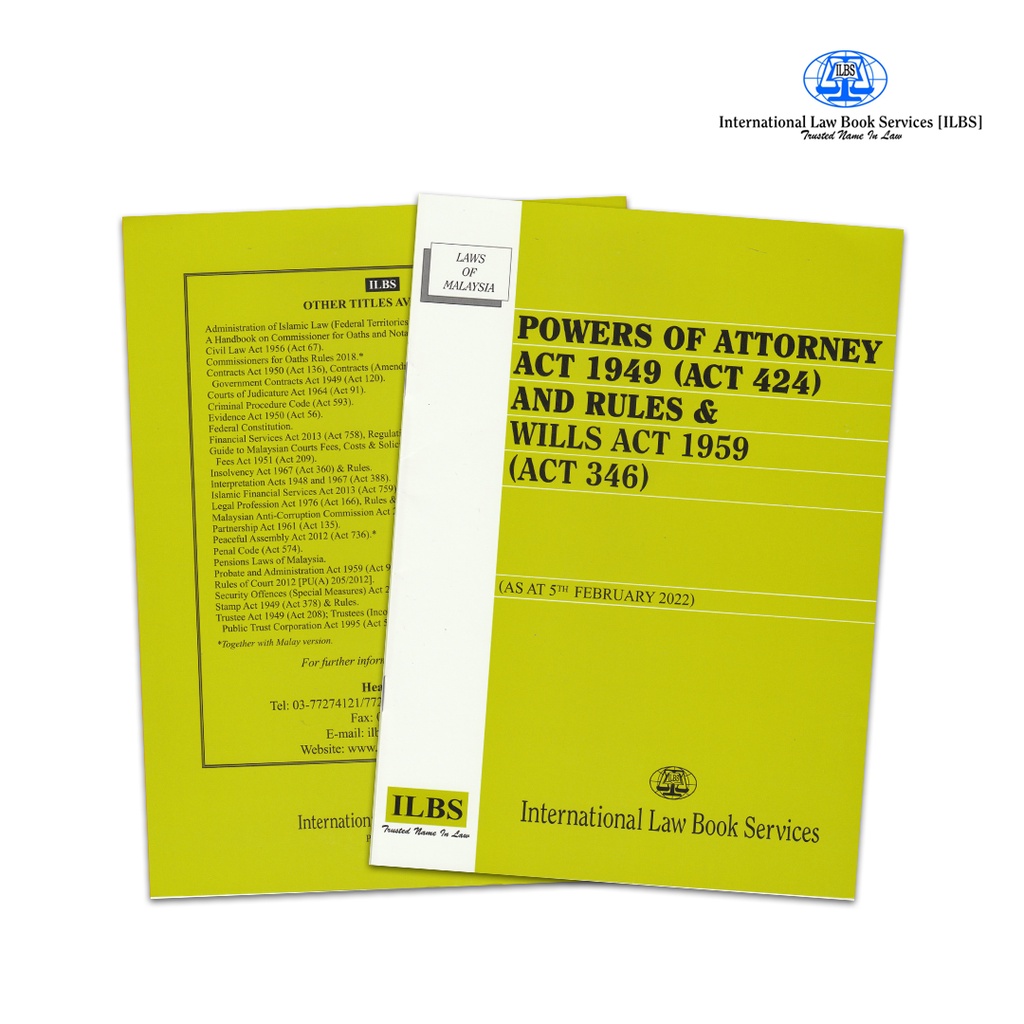 Ilbs Law Book Powers Of Attorney Act 1949 Act 424 Shopee Malaysia 