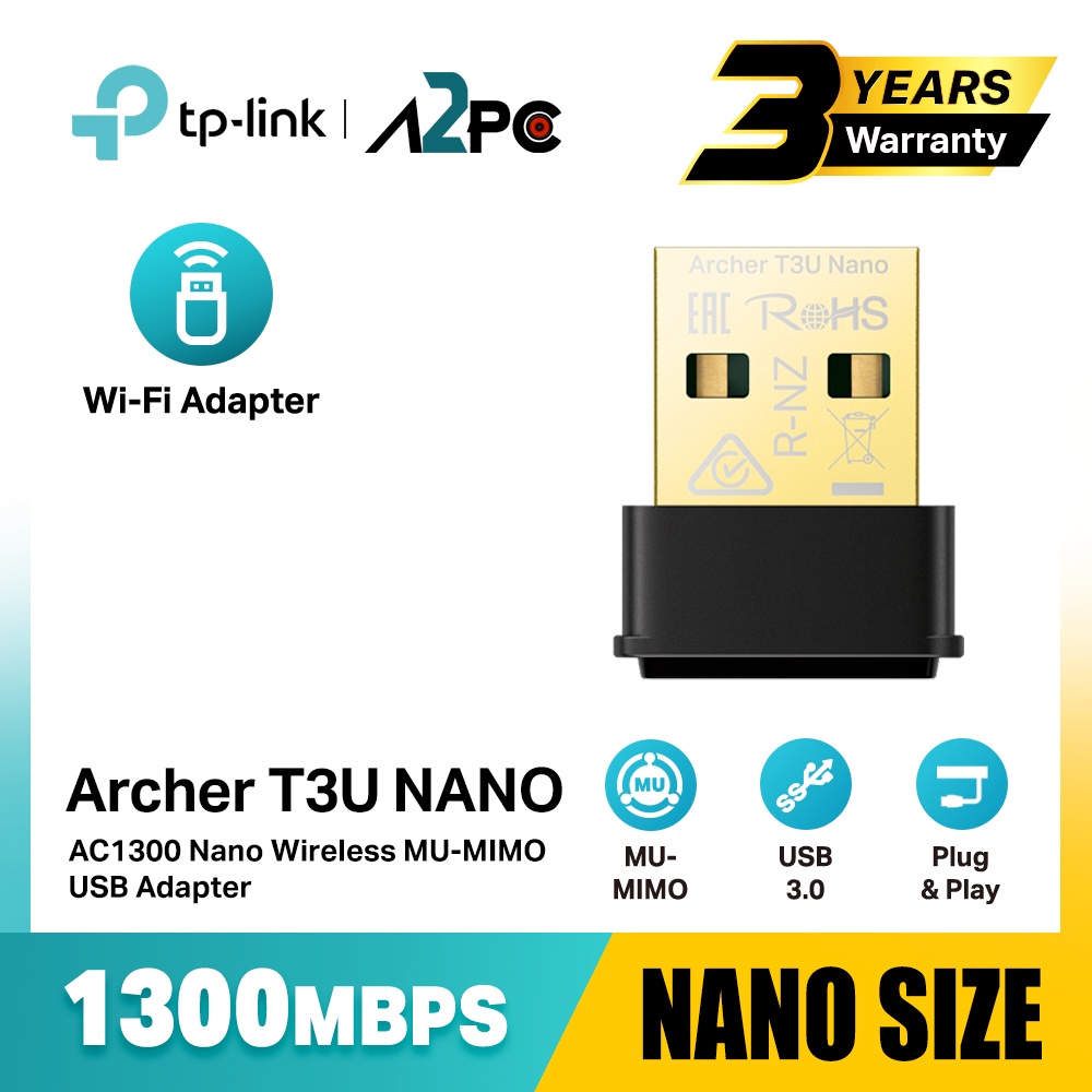 Tp-Link Archer T3U Nano AC1300 Nano Wireless MU-MIMO USB Adapter ...