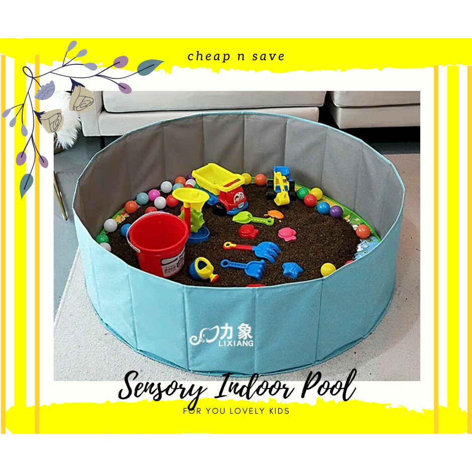 Kids Sensory Play Pool Indoor With Cassia Seed, Sand, Pebble Toys