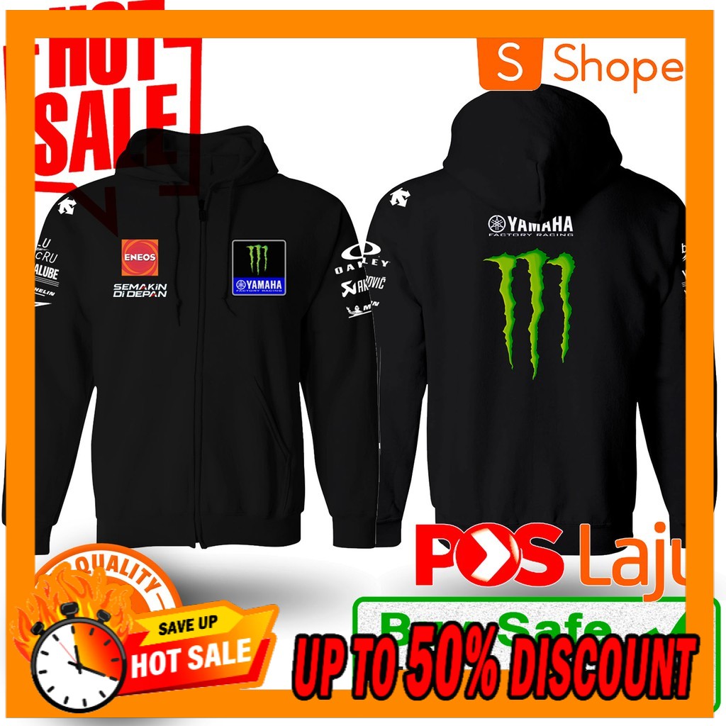 Hoodies MotoGP Yamaha MonsterEnergy Black Shopee Malaysia