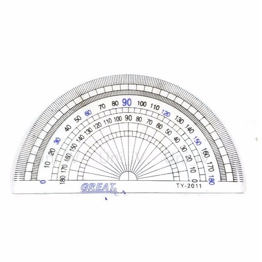 180° Protractor 180 degrees Ruler Semi-Circular Measure Angles in ...