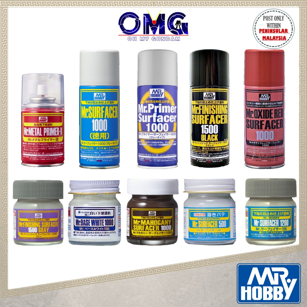 Mr. Mr Hobby Mr Base Grey Black White Surfacer Mahogany Metal Primer ...