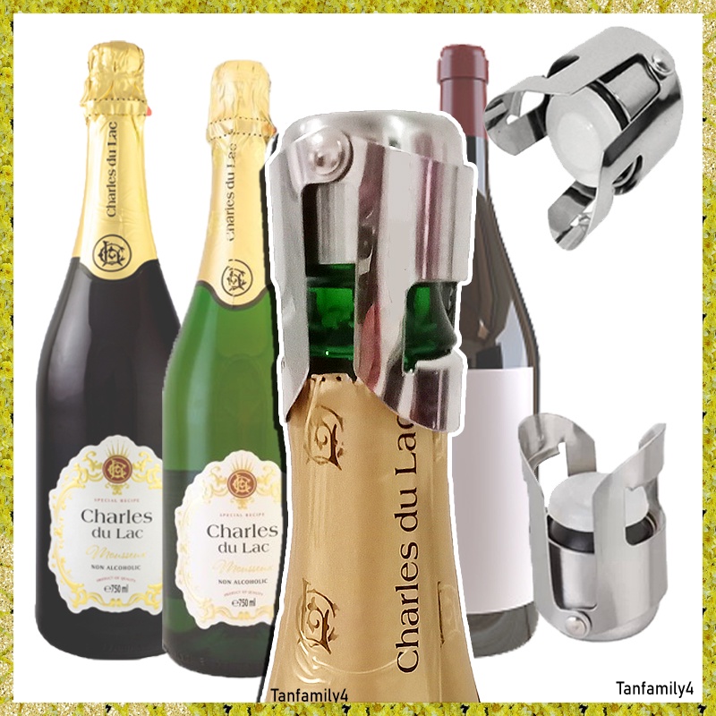 Stainless Steel Reusable Vacuum Sealed Wine Champagne Bottle Stopper Cap Plug Red White Liquor
