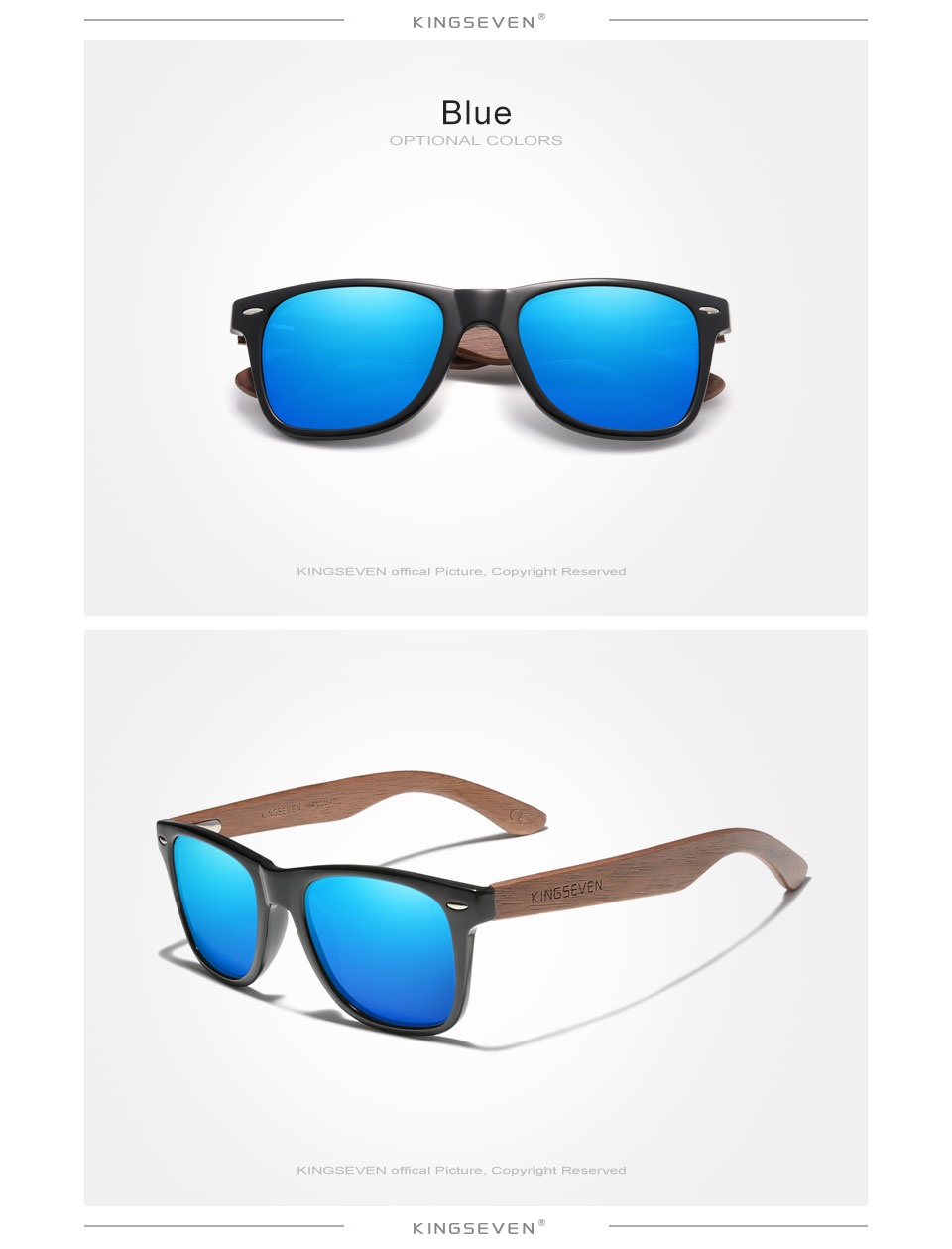 KINGSEVEN New Black Walnut Sunglasses For Men And Women Wood Polarized