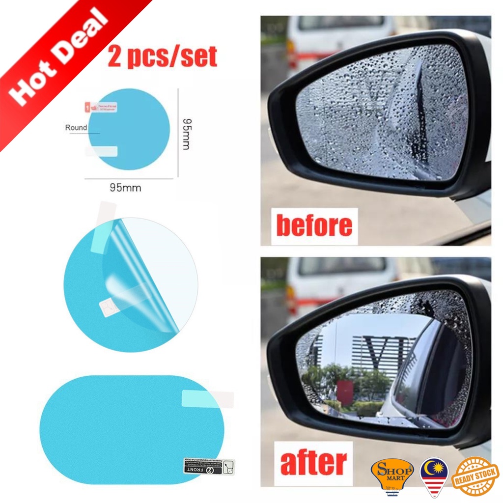 2Pcs Car Side Rear View Mirror Anti Fog Film Sticker Nano Tinted Rain ...