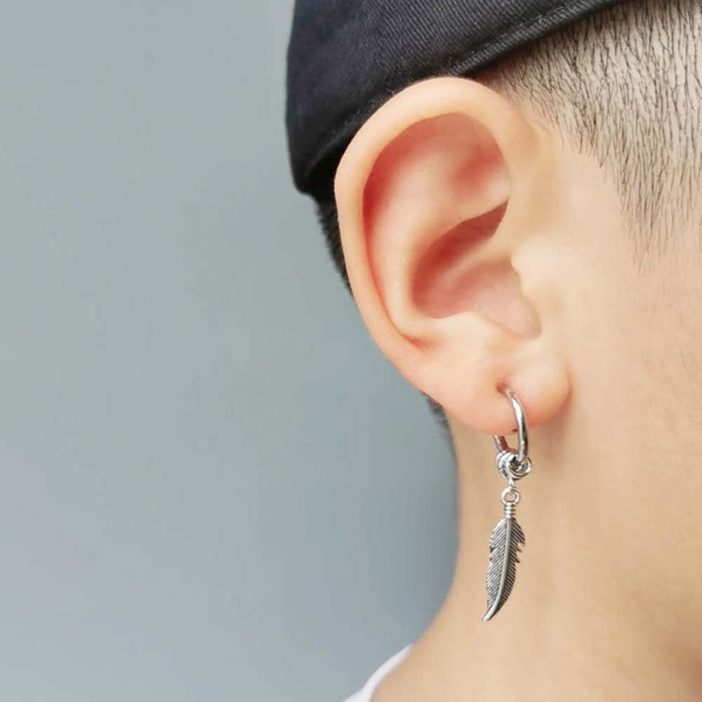 COD Popular Feather Hoop Earrings Cool Fashion Jewelry Cross Stud Earrings Women Gift Men Korean Punk Style Alloy Stainless Steel Multicolor Shopee Malaysia