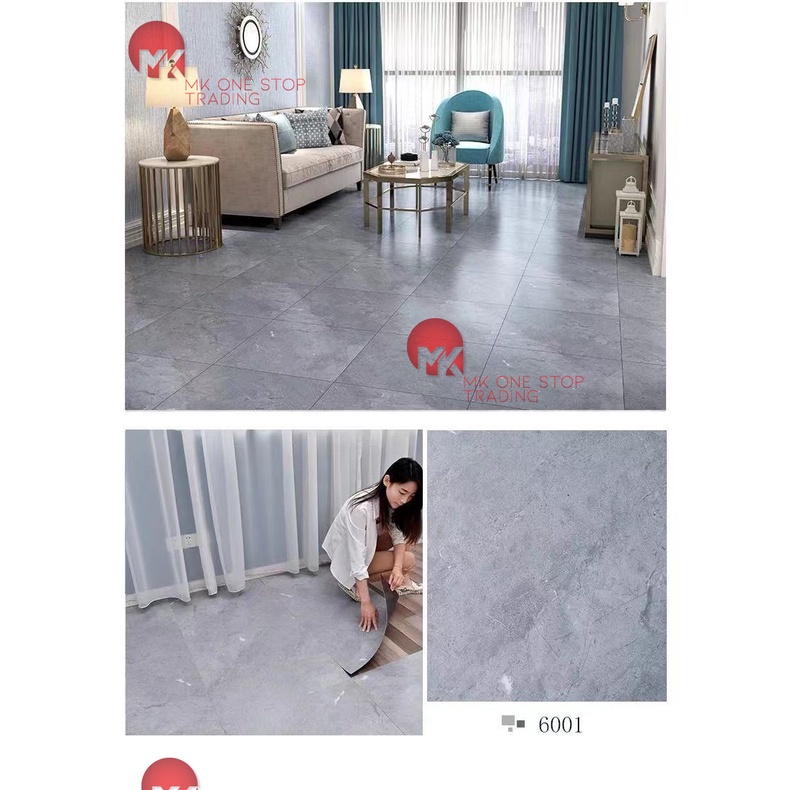 DIY Vinyl Flooring 60cm x 60cm Self-adhesive 4sqft Marble Pattern ...