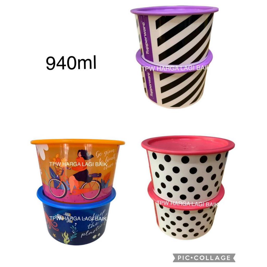 Tupperware One Touch Topper - Juego De 4 Botes Apilables Con Sello Negro