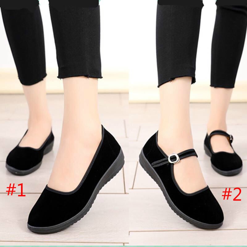 Flat black work shoes hot sale ladies