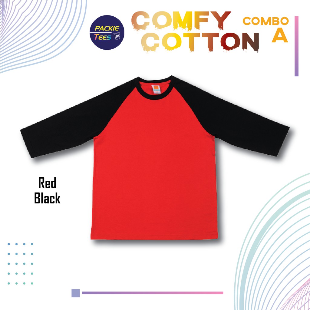 RAGLAN CT56 COMBO A 100% COMFY COTTON ROUND NECK 3/4 TIGA SUKU