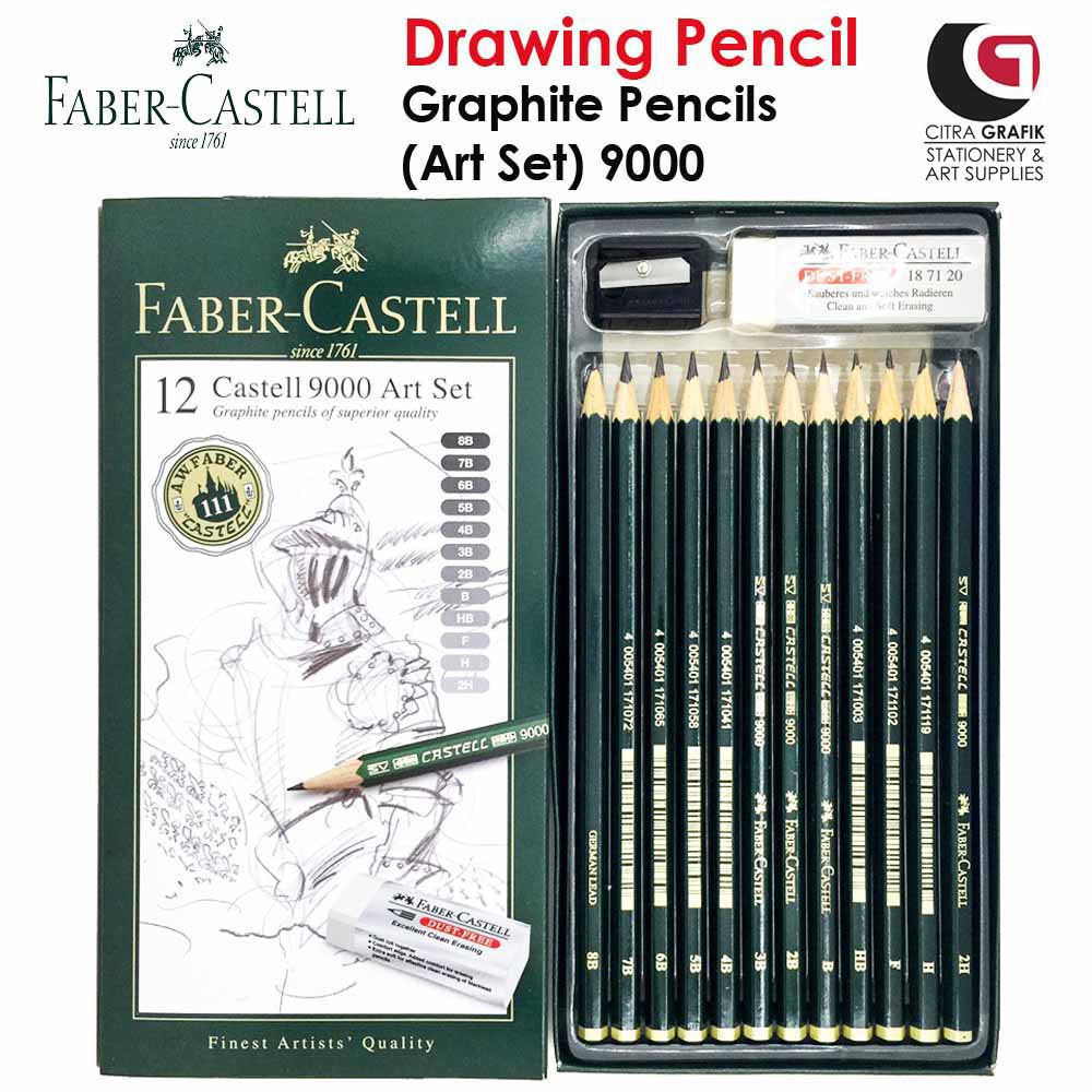 Pencil Drawing Faber Castell 9000 graphite pencil, Art Set Shopee Malaysia