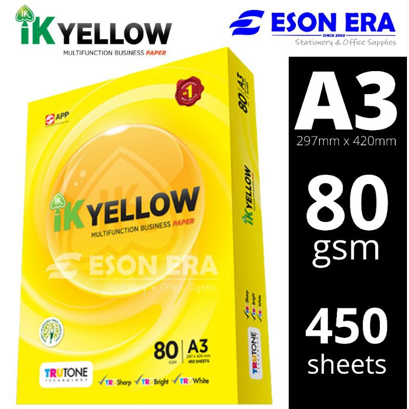 IK Yellow A3 Paper 80gsm 500sheets | Shopee Malaysia