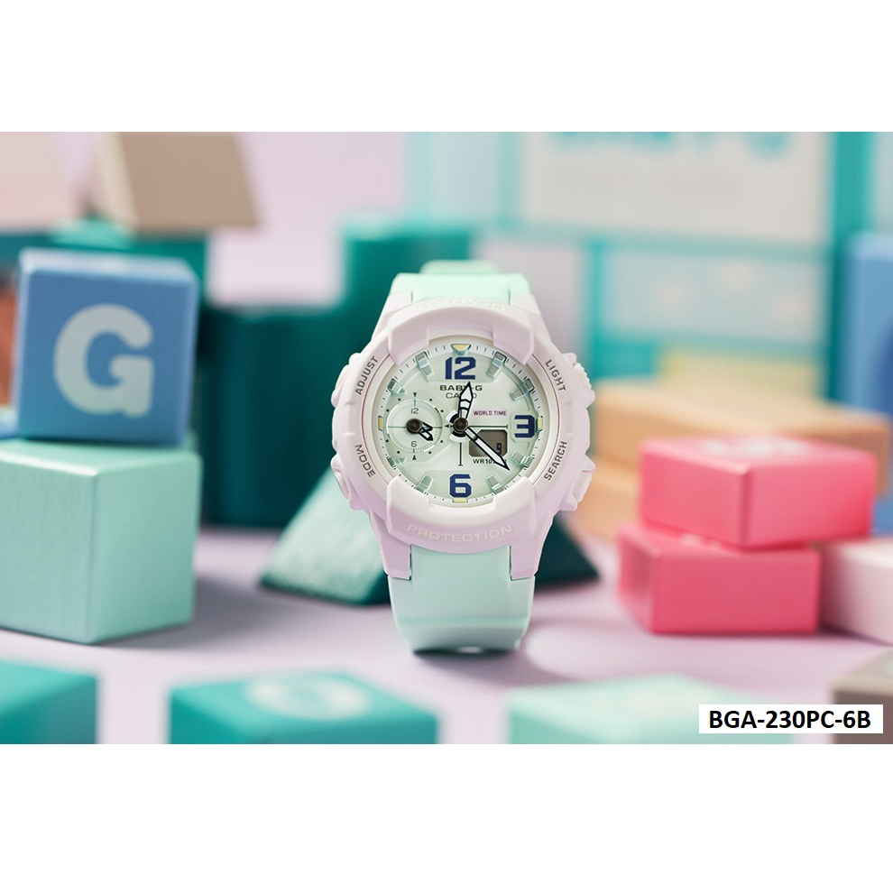 OFFICIAL WARRANTY Casio Baby G BGA 230PC 6B Standard Analog Digital Women s Pastel Mint Resin Watch BGA230PC 6B Shopee Malaysia