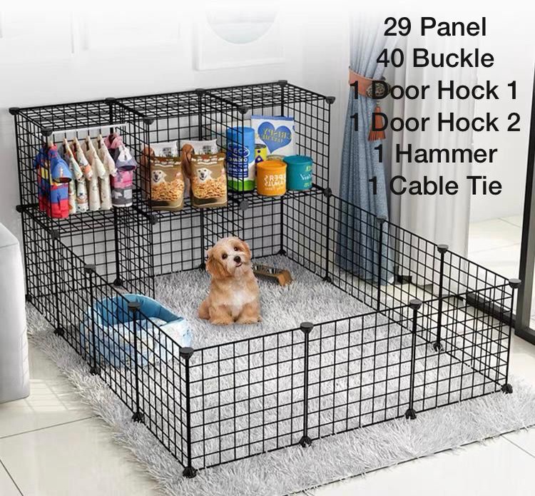 DIY Pet Cage Panel Pet Cats Dogs Rabbit Iron Metal Grid Cage Storage ...