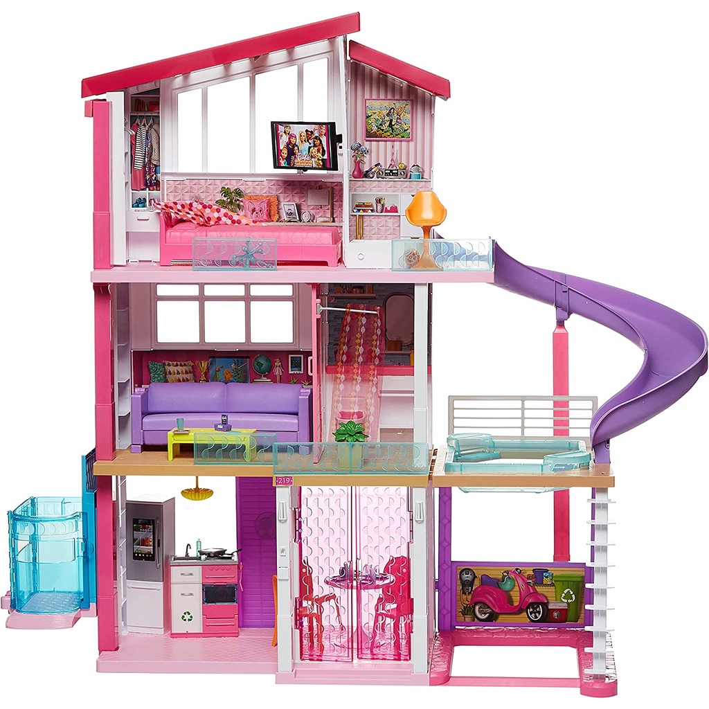 Barbie Dreamhouse Dollhouse With Pool, Slide And Elevator | Shopee Malaysia