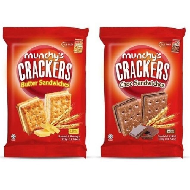 Halal🌼Munchy's Crackers Butter Sandwich 270g/Choc Sandwich Biscuit 258g ...